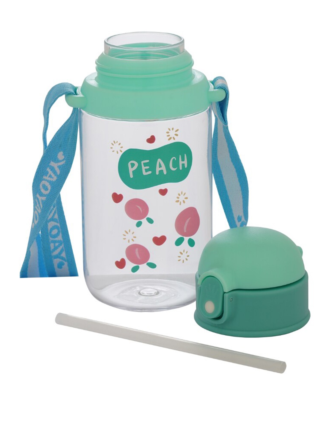 

GUCHIGU Kids Green & Blue Printed Sipper Water Bottle With Straw 550 ml