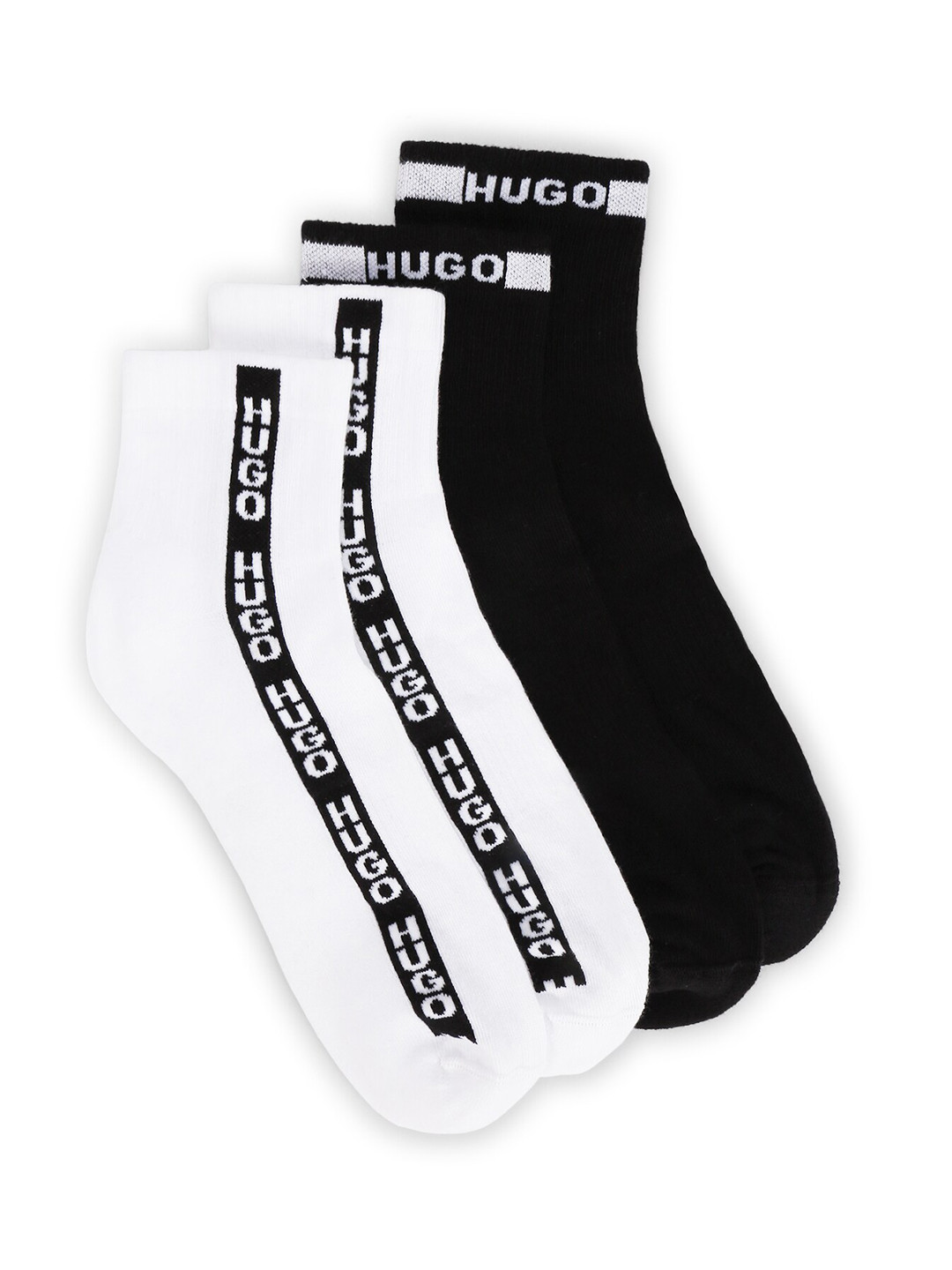 

HUGO Men Pack Of 2 Brand Logo Printed Ankle Length Socks, Black