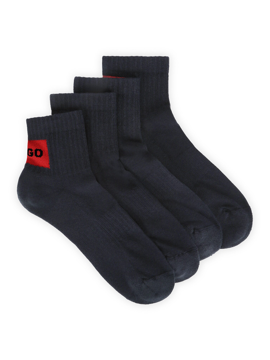 

HUGO Men Pack Of 2 Brand Logo Printed Cotton Ankle Length Socks, Navy blue