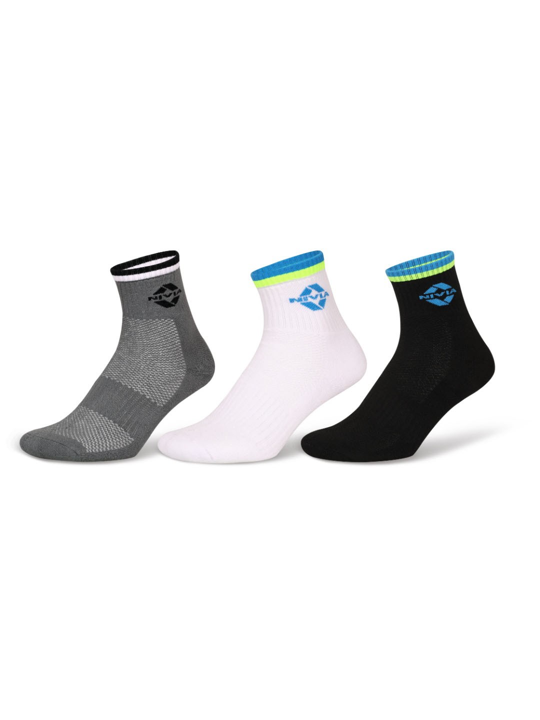 

NIVIA Unisex Pack Of 3 Foot Compress Ankle-Length Sports Socks, Grey