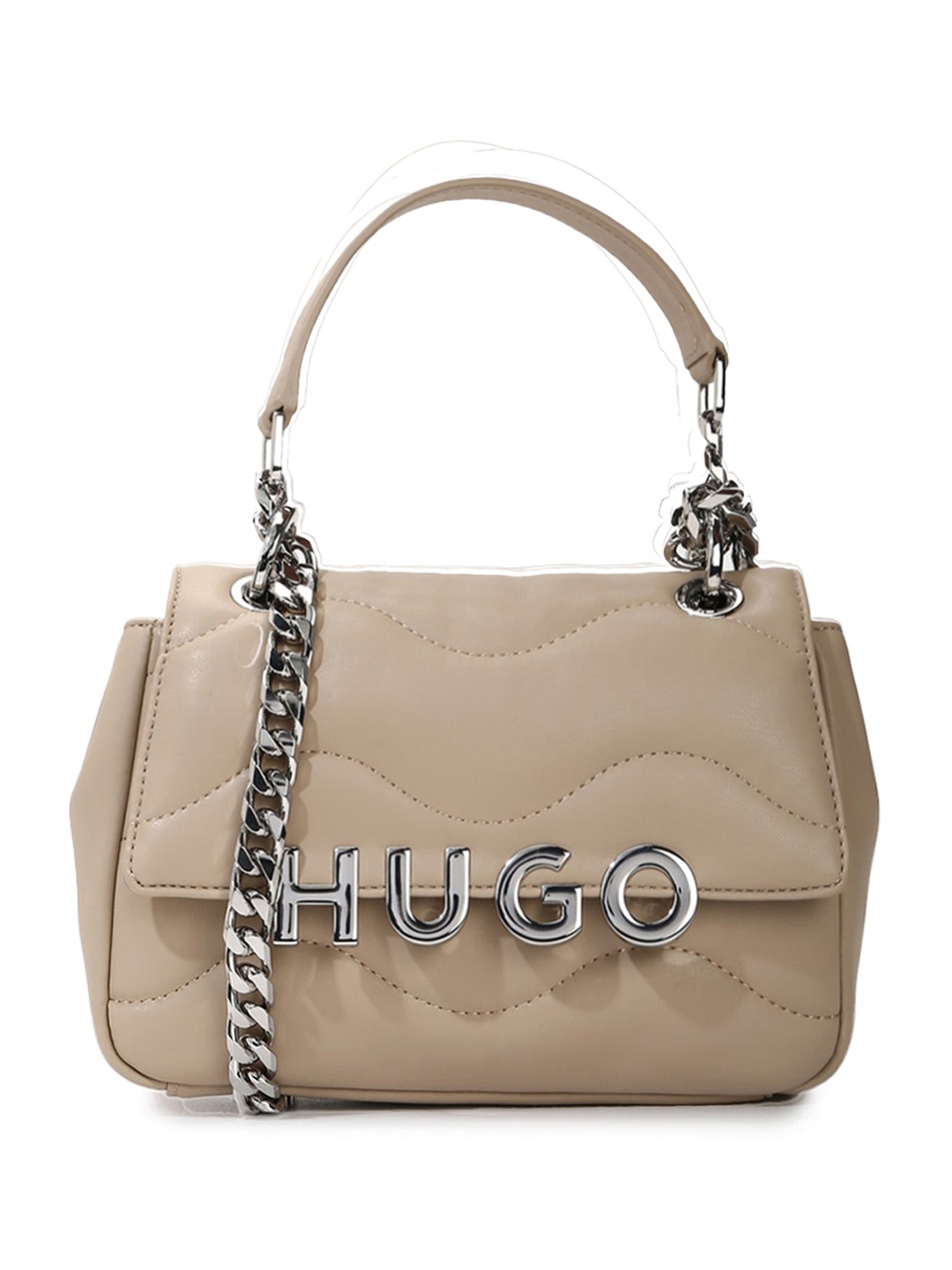 

HUGO PU Structured Quilted Sling Bag, Beige