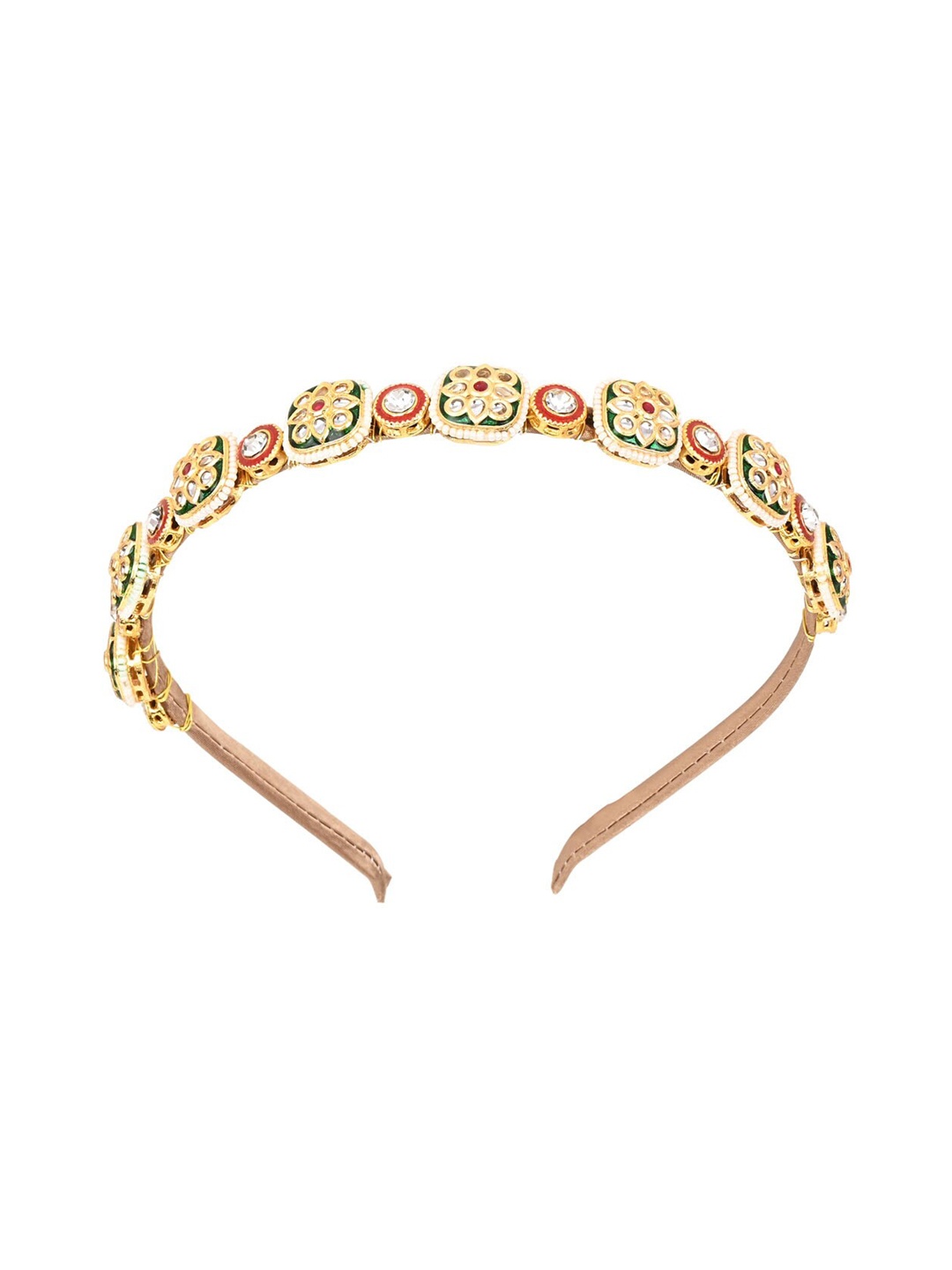 

Aye Candy Girls Girls Square Floral Shaped Ethnic Embellished Kundan Hairband, Green