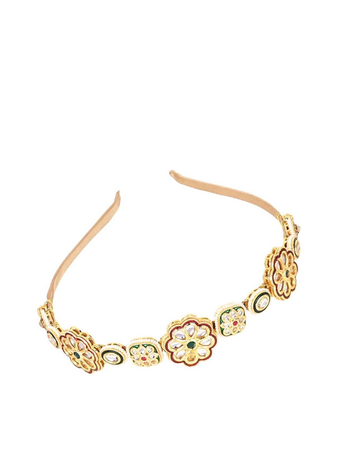 

Aye Candy Girls Floral Shaped Ethnic Embellished Kundan Headband, Red