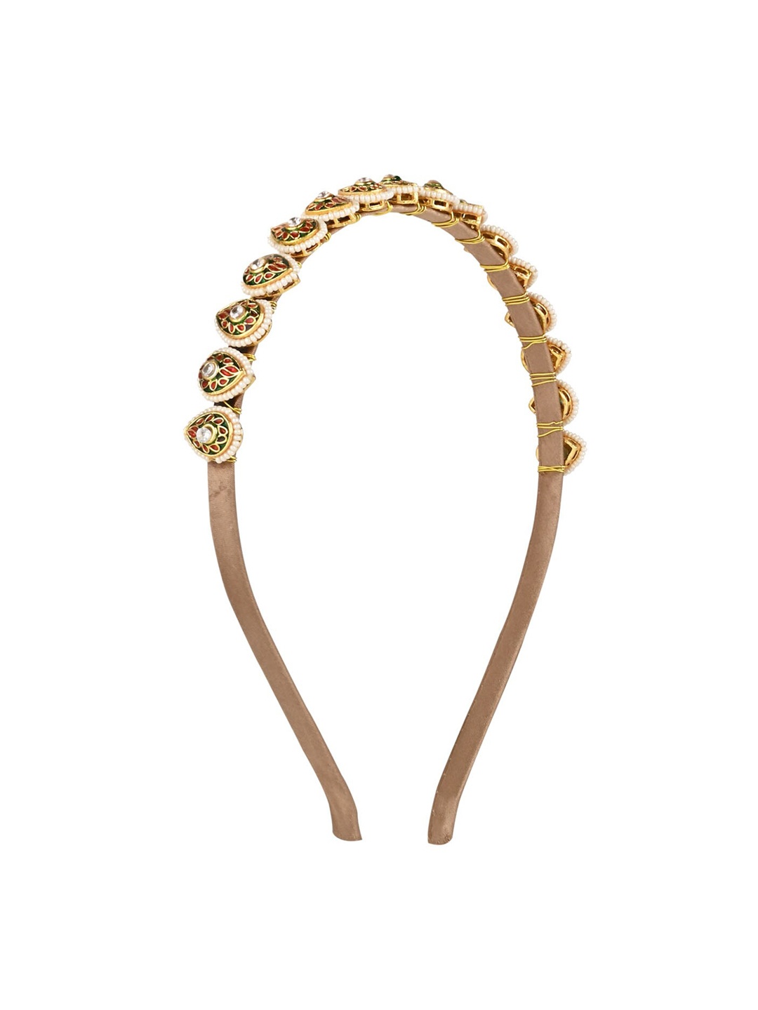 

Aye Candy Girls Ethnic Drop Embellished Tiara Kundhan Hairband, Gold