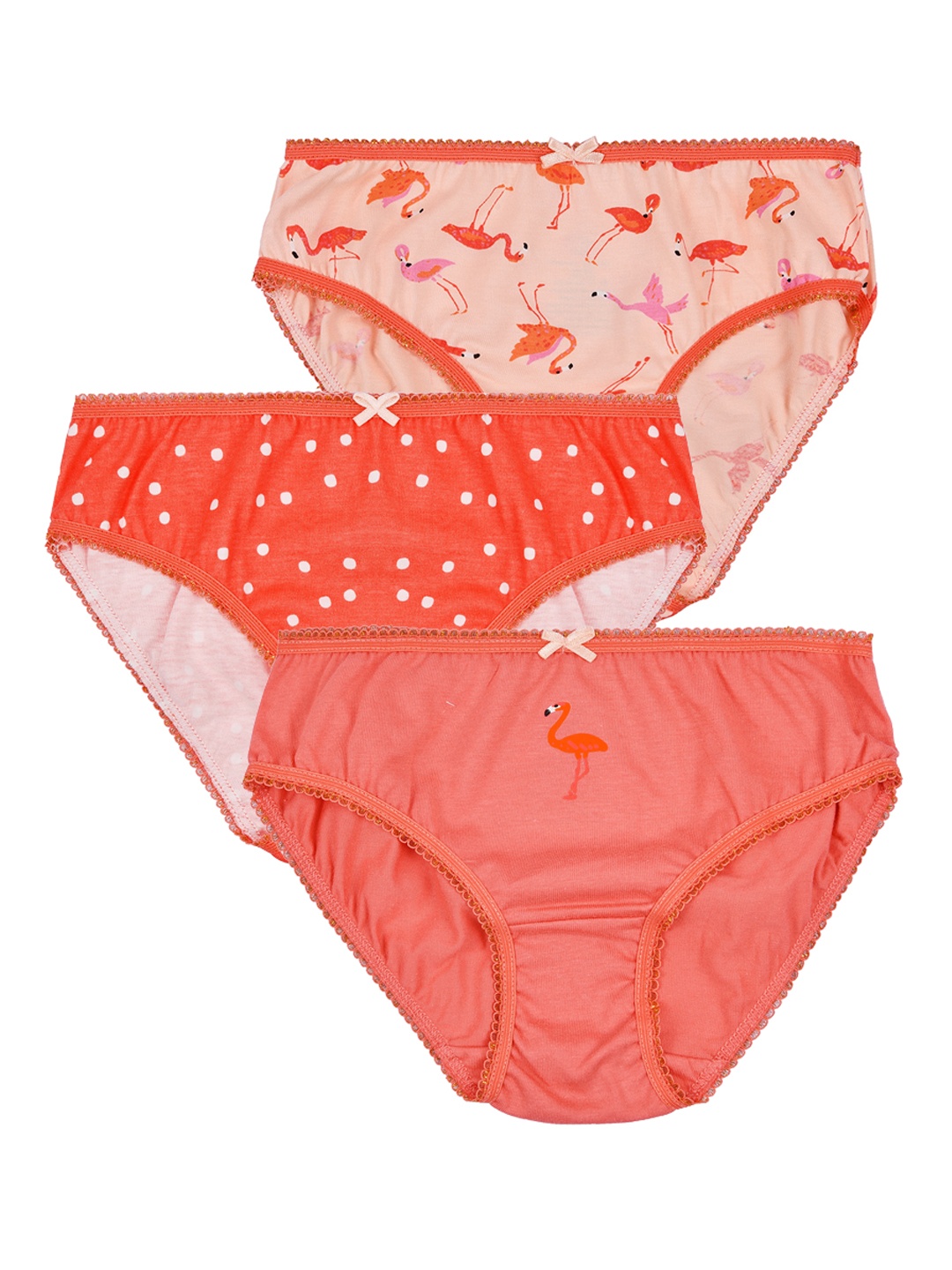 

Charm n Cherish Girls Pack Of 3 Pure Cotton Basic Briefs, Red