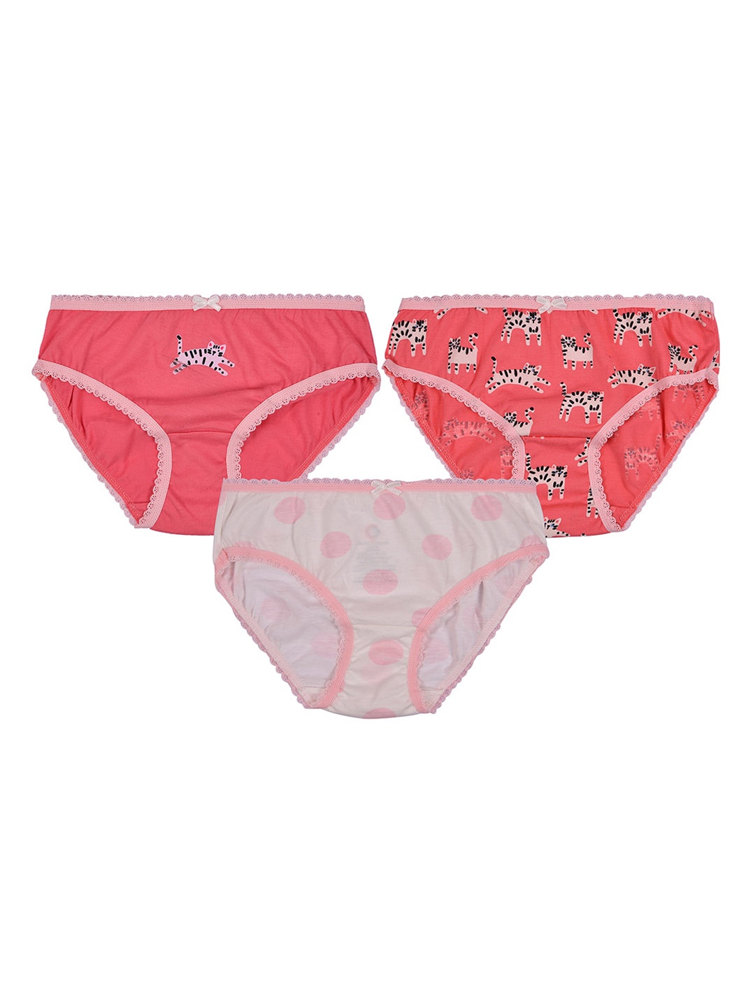 

Charm n Cherish Girls Pack Of 3 Pure Cotton Basic Briefs, Pink