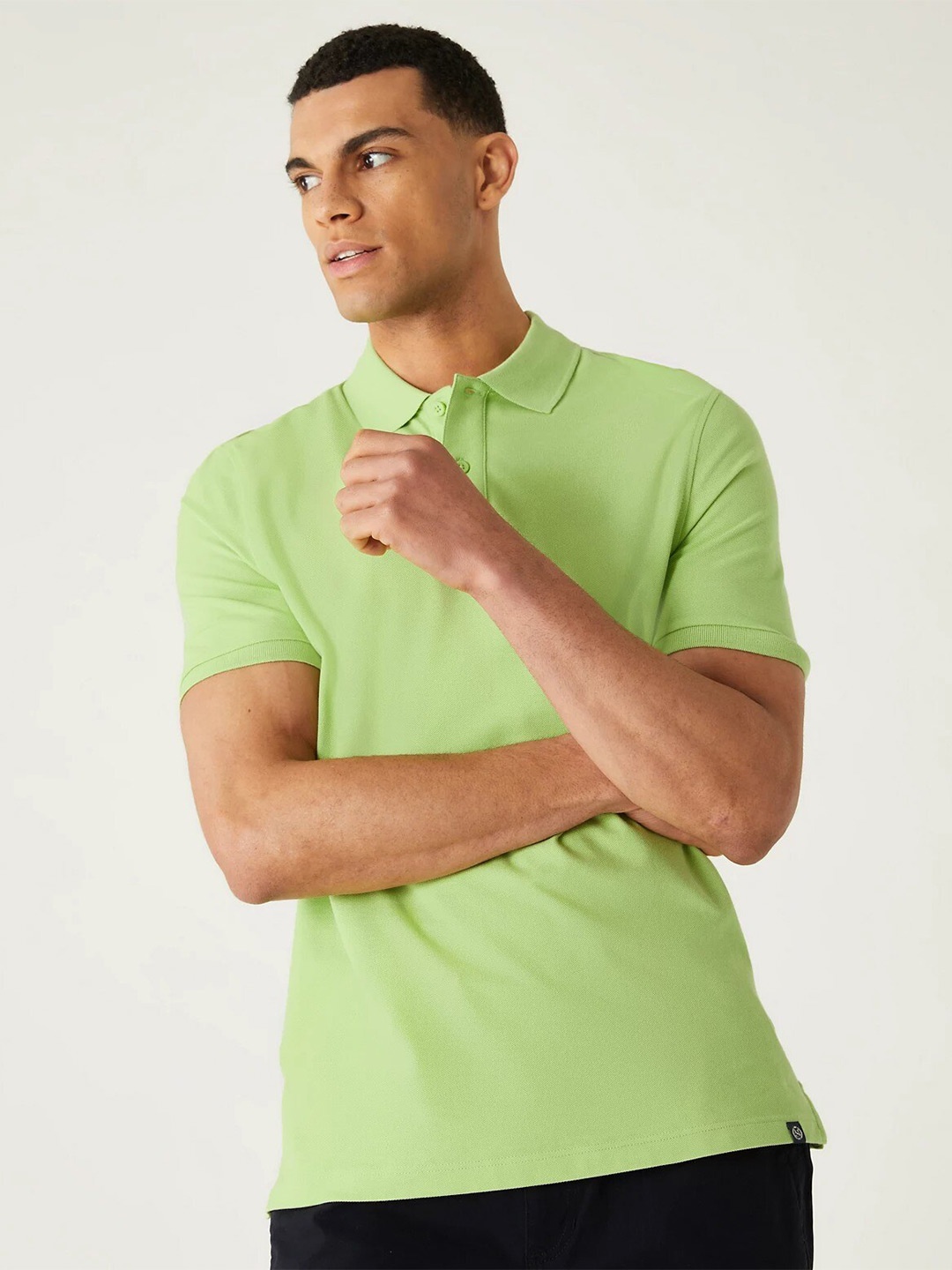 

Marks & Spencer Polo Collar Pure Cotton T-shirt, Green
