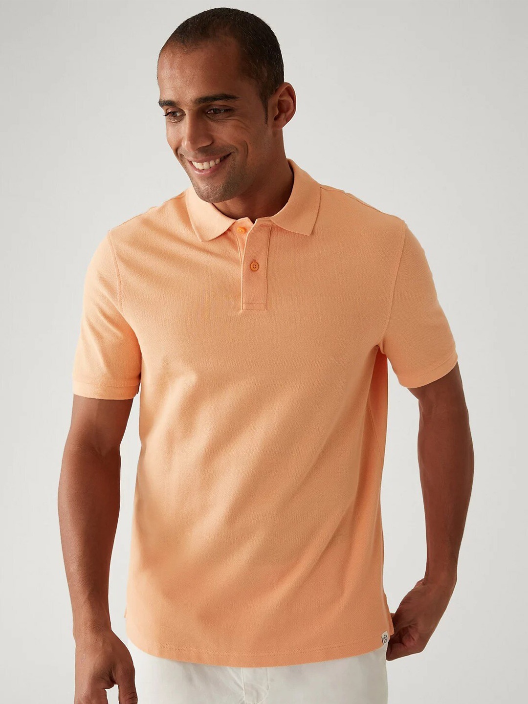 

Marks & Spencer Polo Collar Pure Cotton T-shirt, Peach