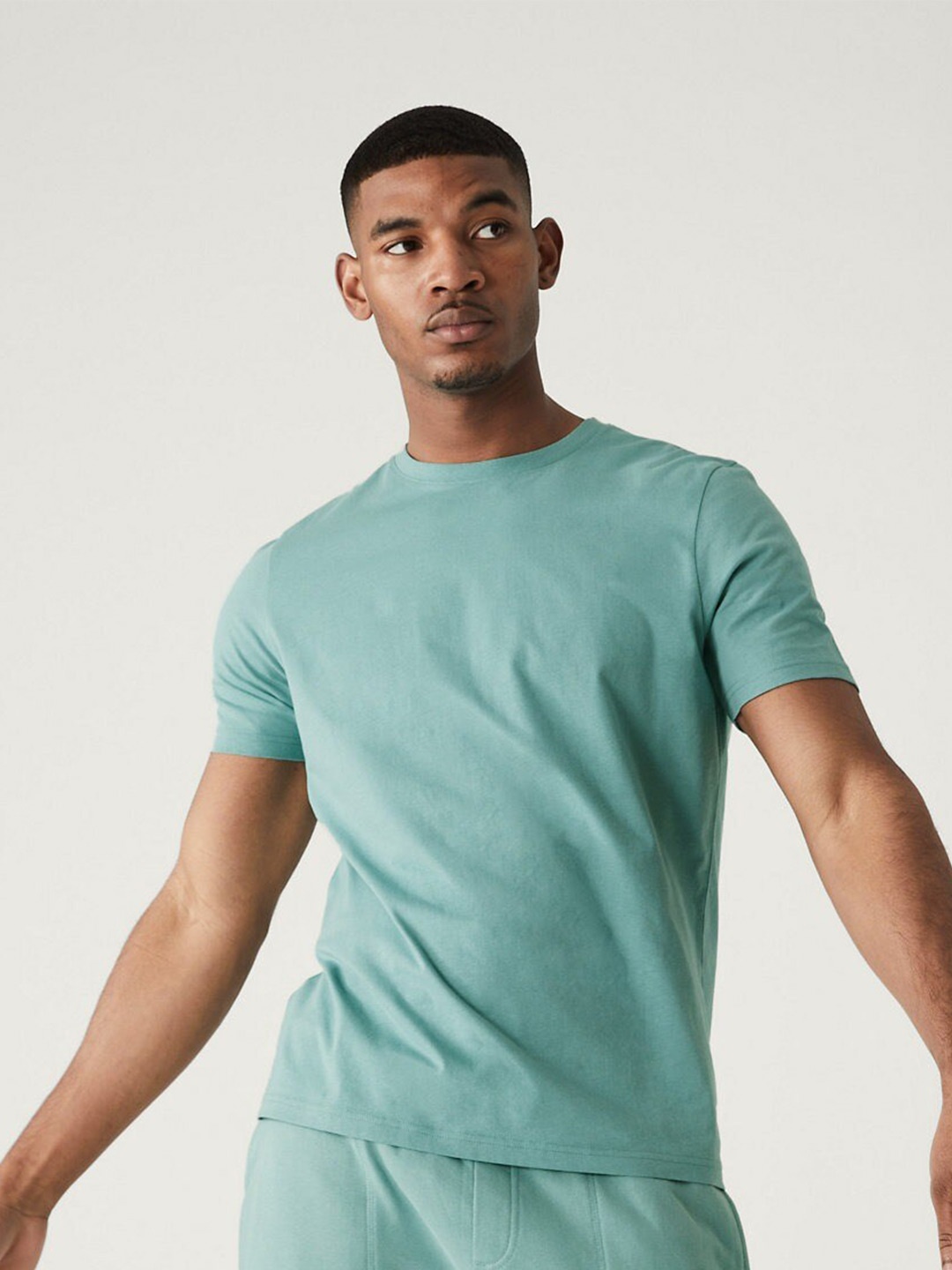

Marks & Spencer Round Neck Pure Cotton T-shirt, Blue