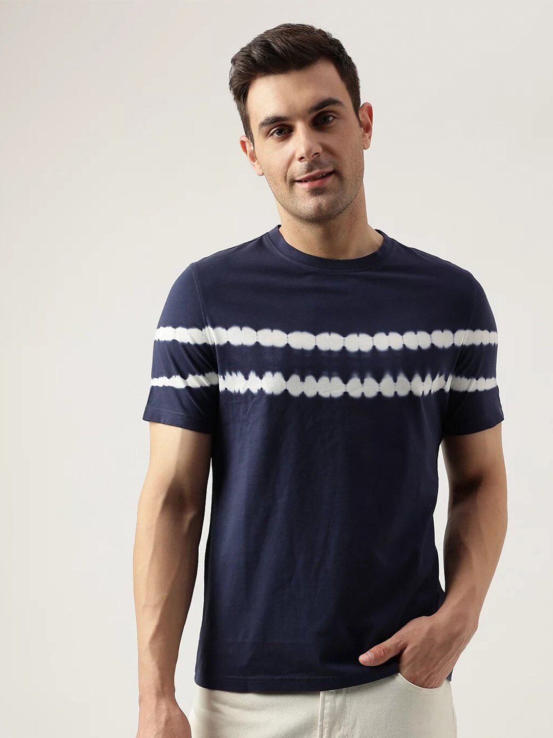 

Marks & Spencer Striped Pure Cotton T-shirt, Navy blue