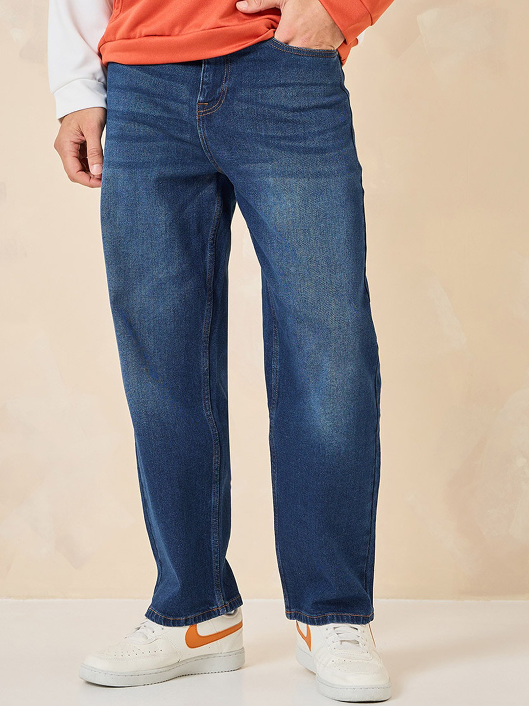 

Styli Men's Cotton Stretch 5-Pocket Loose Fit Jeans, Blue