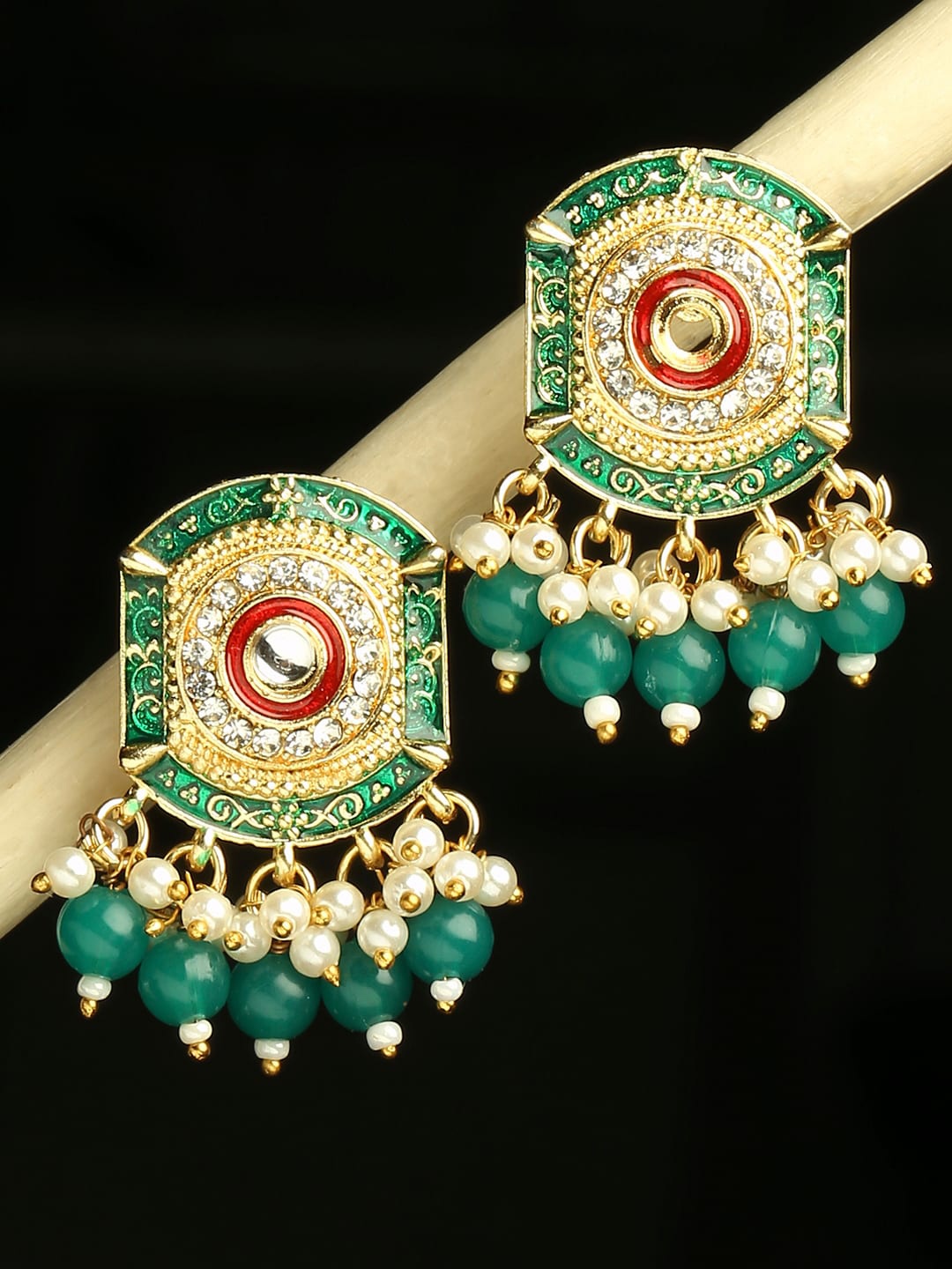 

OOMPH Meenakari Contemporary Drop Earrings, Gold