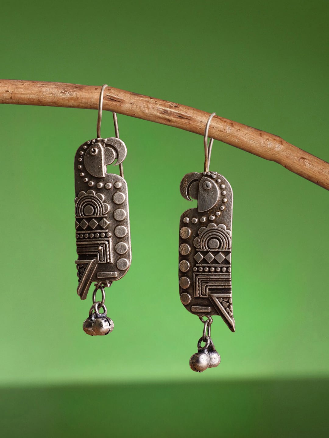 

OOMPH Oxidised Contemporary Drop Earrings, Silver