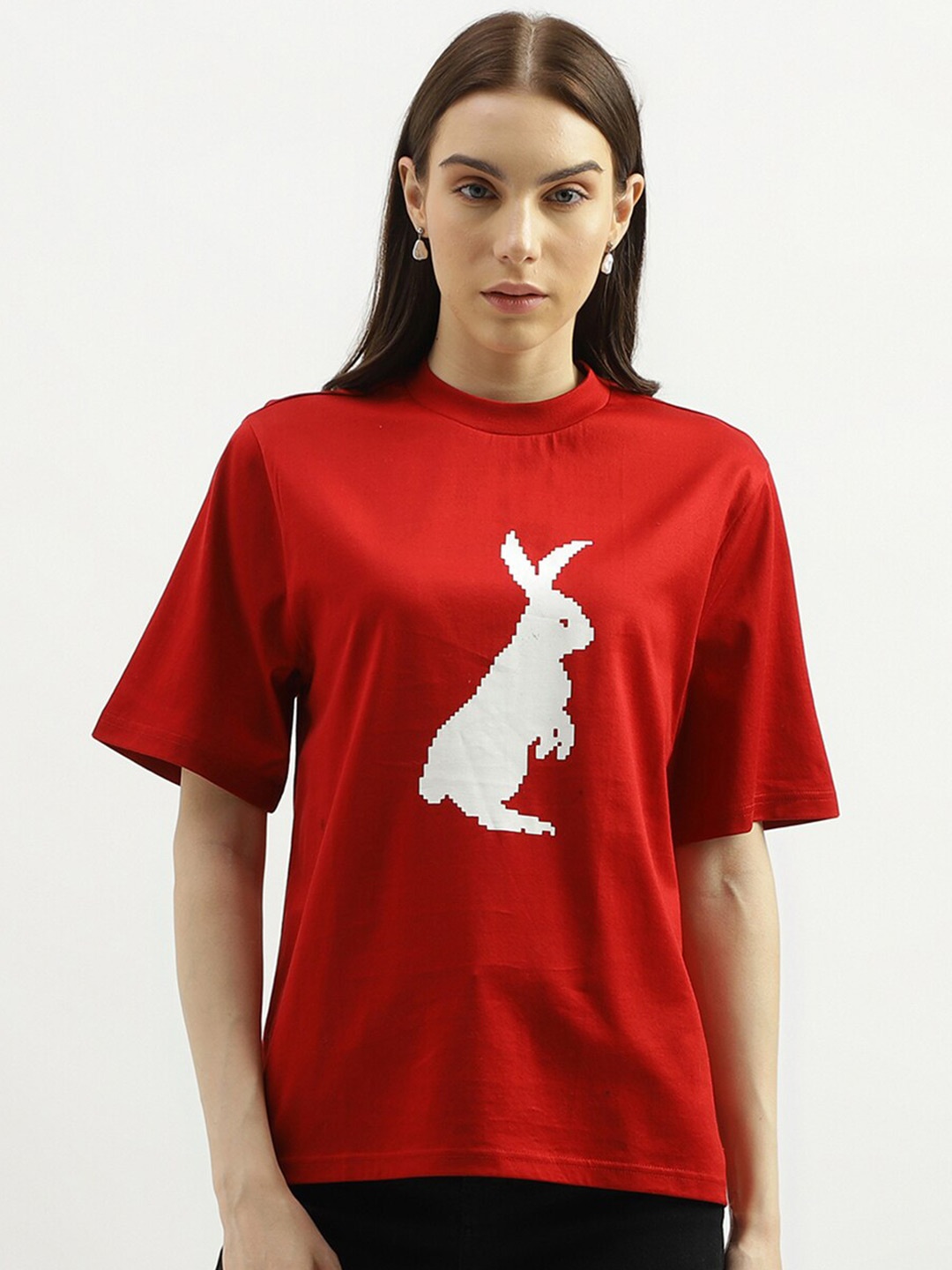 

United Colors of Benetton Graphic Printed Cotton T-shirt, Red