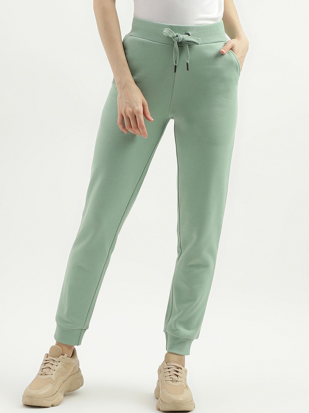 

United Colors of Benetton Women Flat Front Regular Fit Joggers Trousers, Green
