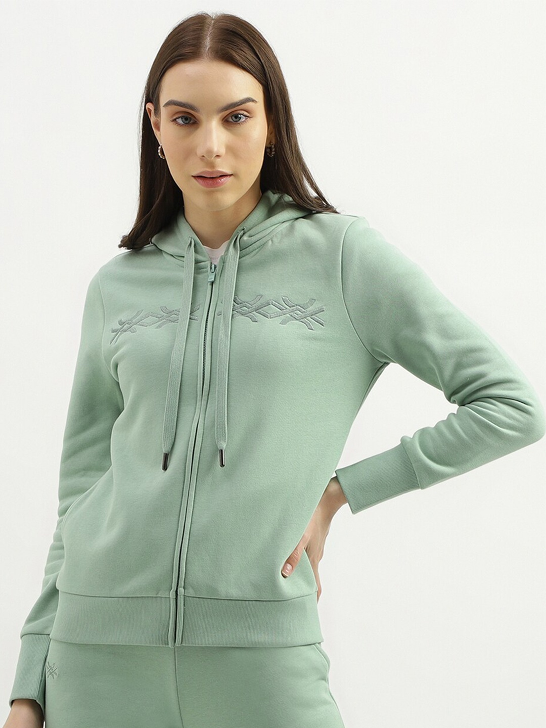 

United Colors of Benetton Hooded Front Open Sweatshirt, Green