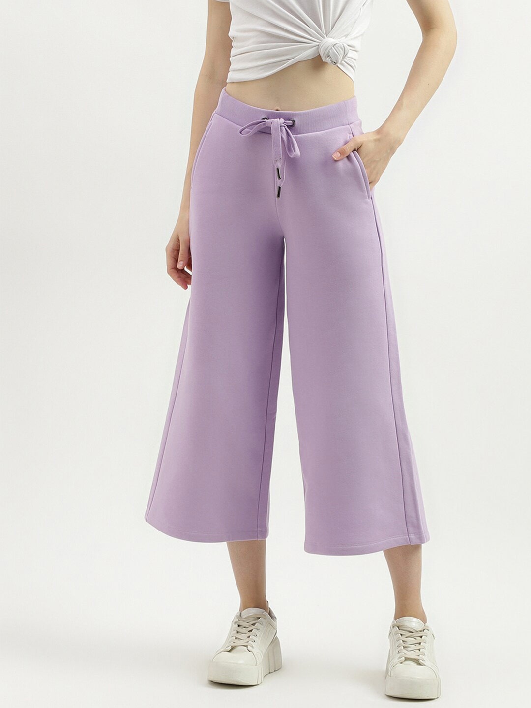 

United Colors of Benetton Women Wide Leg Cropped Palazzos, Purple