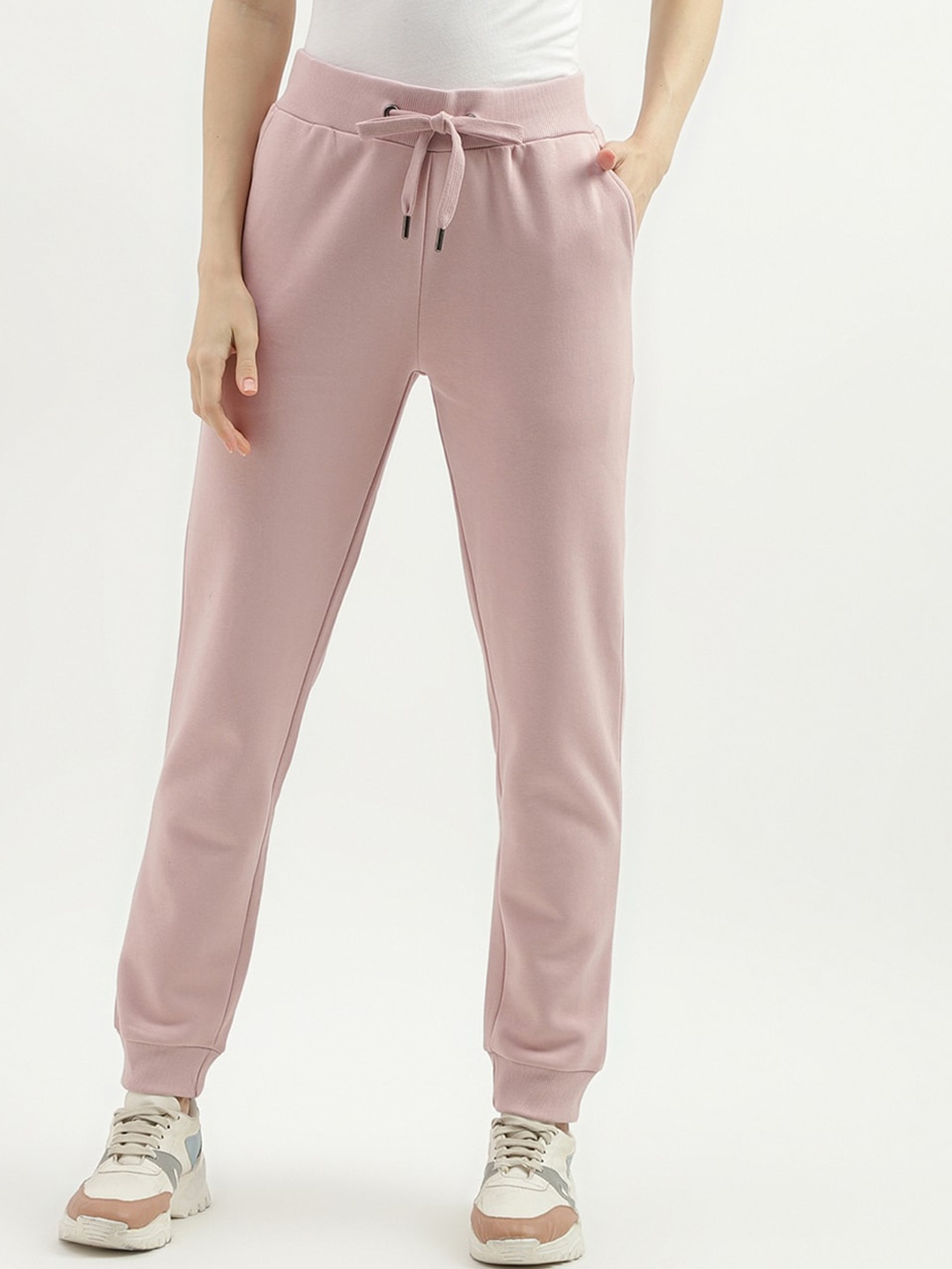 United Colors of Benetton Women Flat Front Regular Fit Joggers Trousers, Pink