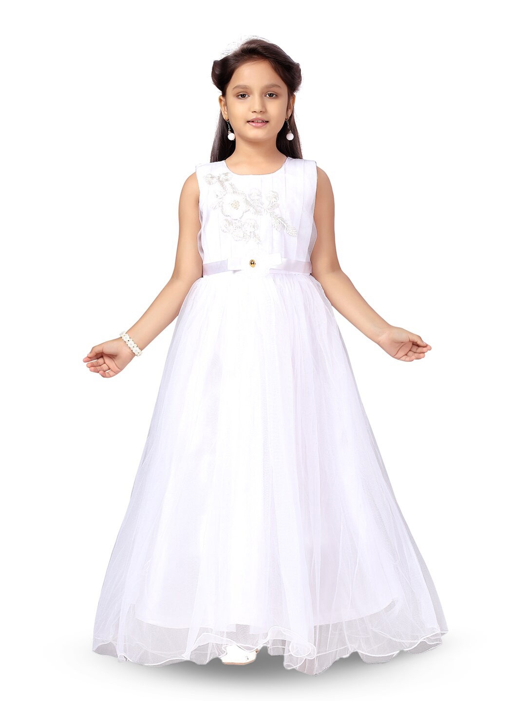 

BAESD Girls Net Fit & Flare Maxi Dress, White