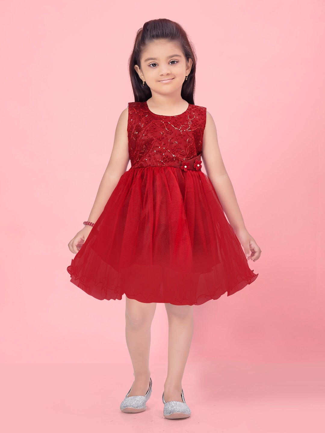 

BAESD Embellished Detail Fit & Flare Dress, Maroon