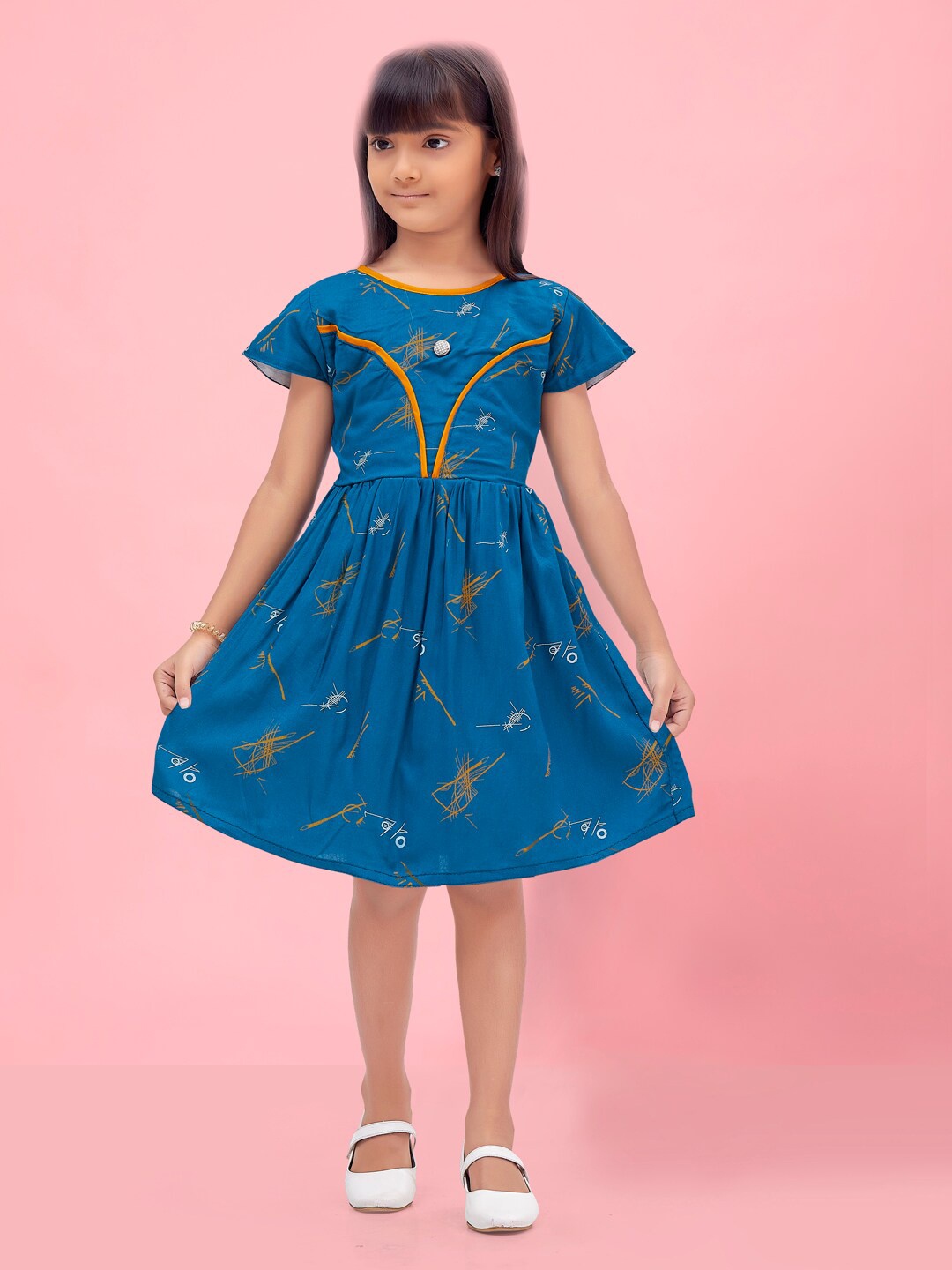 

BAESD Girls Abstract Printed Fit & Flare Dress, Blue