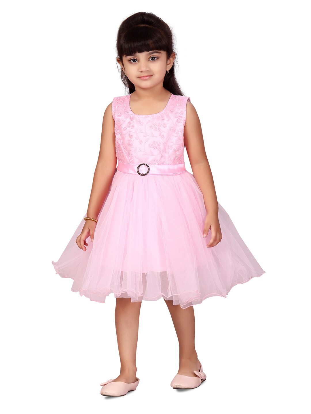 

BAESD Girls Floral Embroidered GatheredFit & Flare Dress, Pink