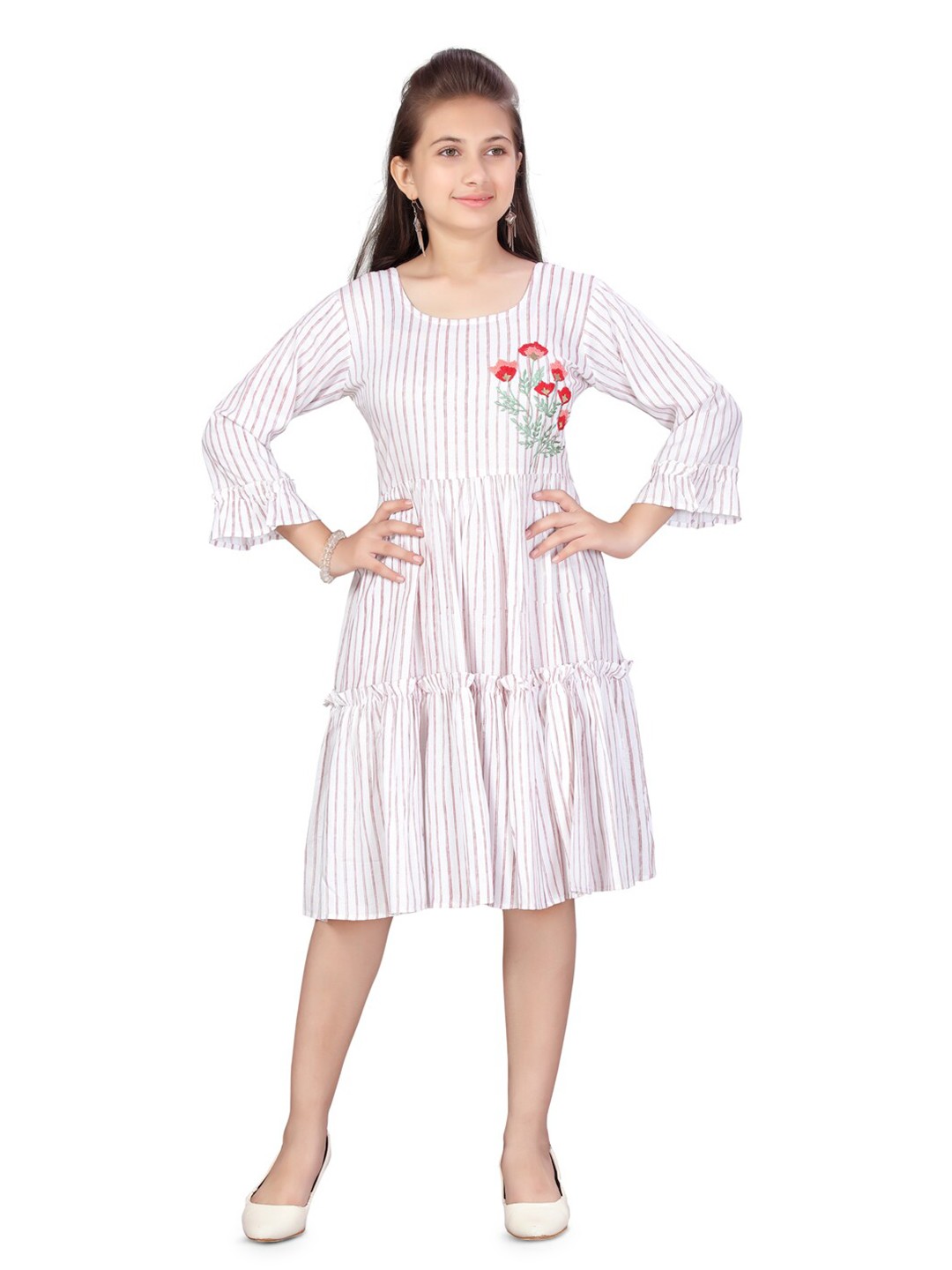 

BAESD Striped Cotton A-Line Dress, Red