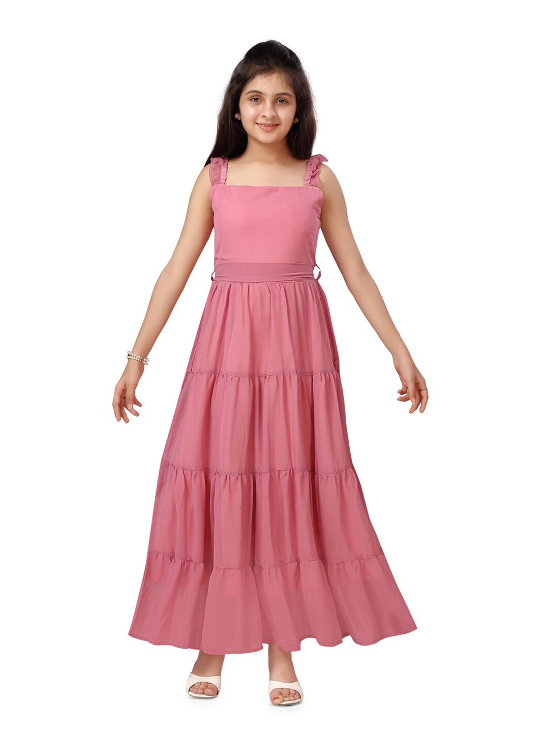 

BAESD Girls Tiered Georgette Maxi Dress, Pink