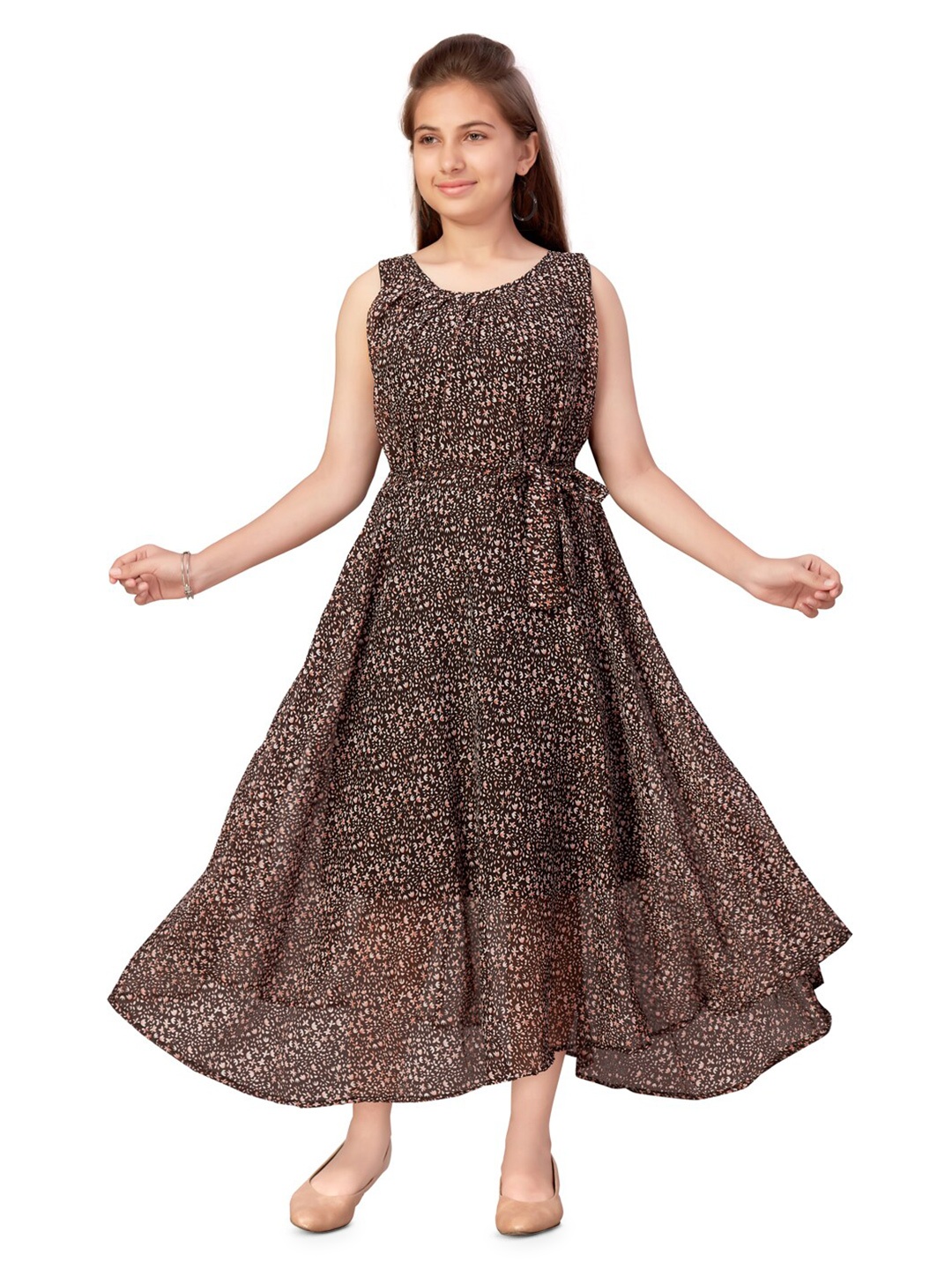 

BAESD Animal Print Georgette Maxi Dress, Black