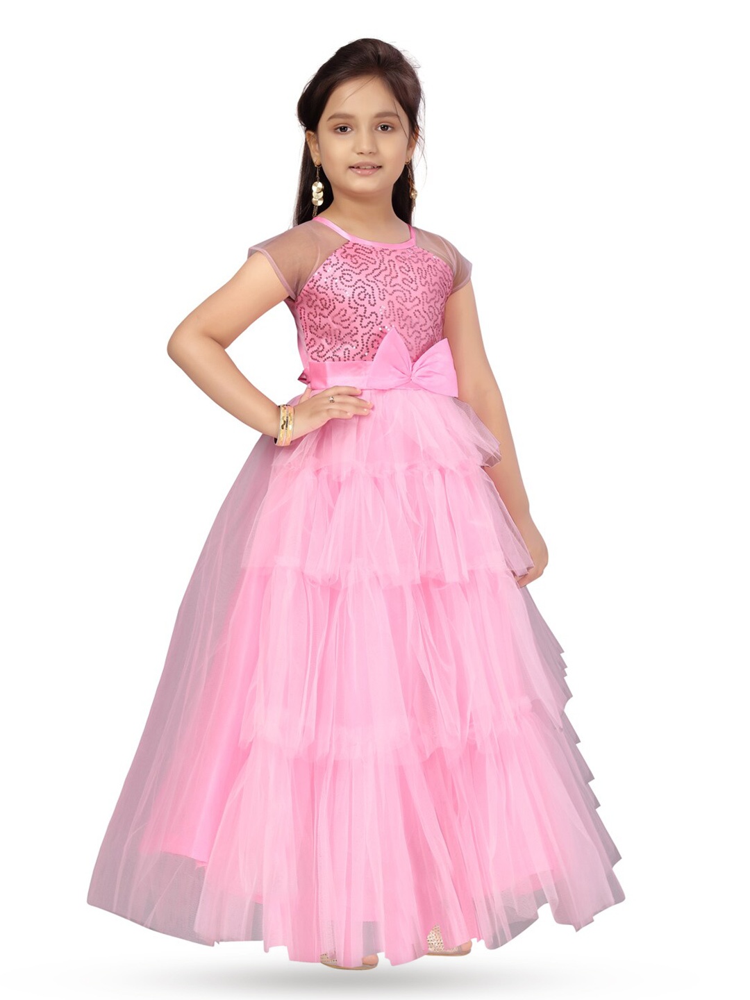 

BAESD Girls Embellished Net Fit & Flare Dress, Pink