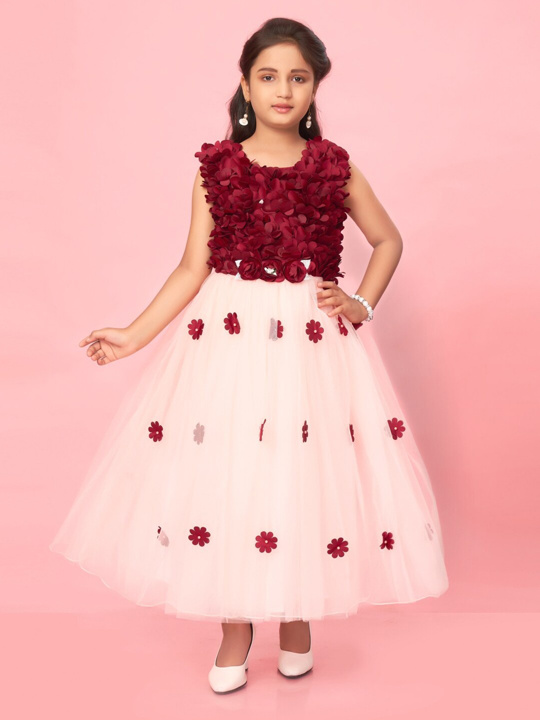 

BAESD Girls Embellished Fit & Flare Maxi Dress, Maroon