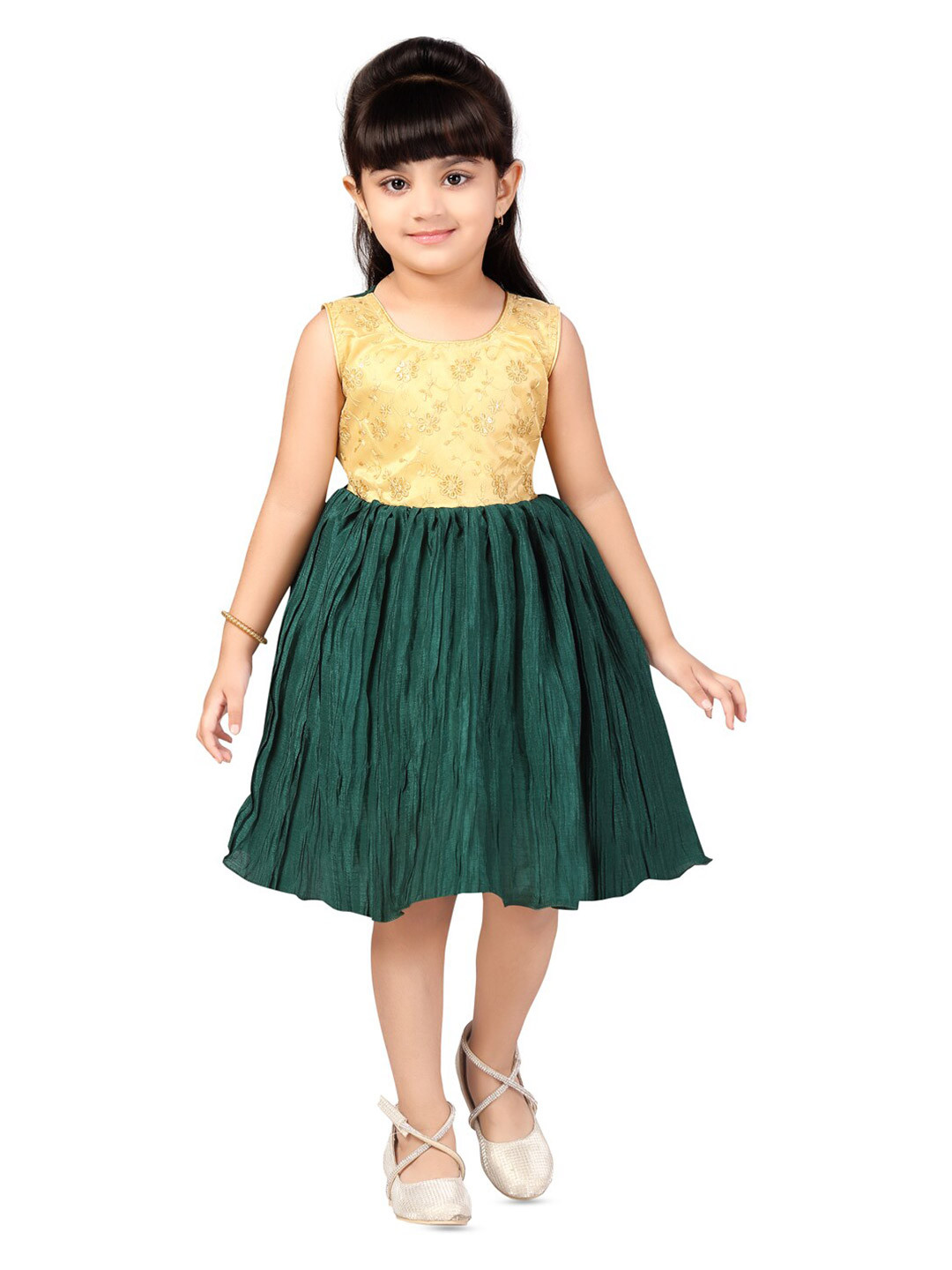 

BAESD Embroidered Sleeveless Casual Fit & Flare Dress, Green