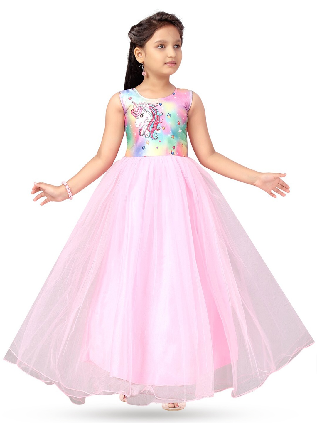 

BAESD Girls Unicorn Printed Sleeveless Maxi Dress, Pink