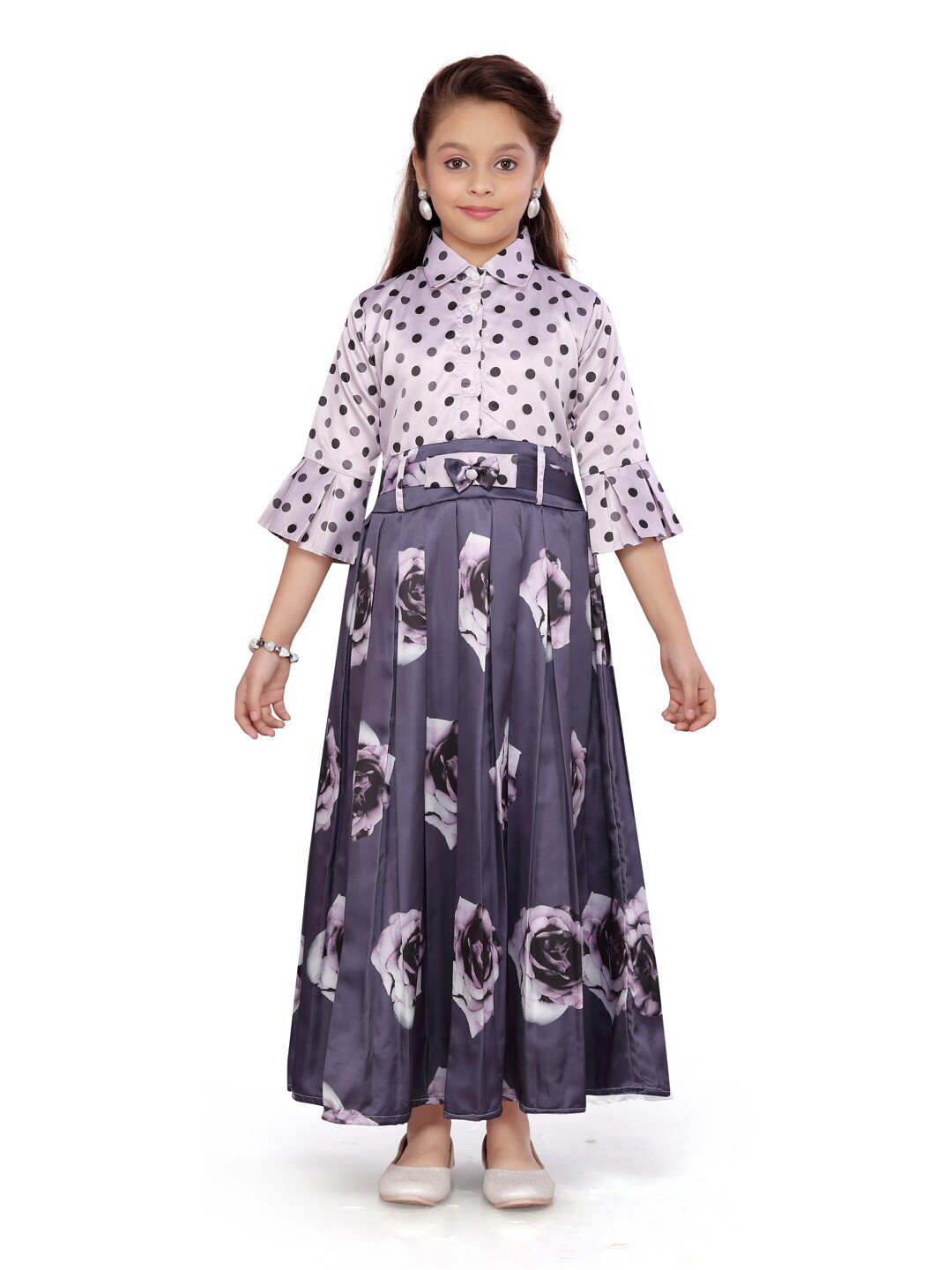 

BAESD Girls Floral Printed Fit & Flare Midi Dress, Purple
