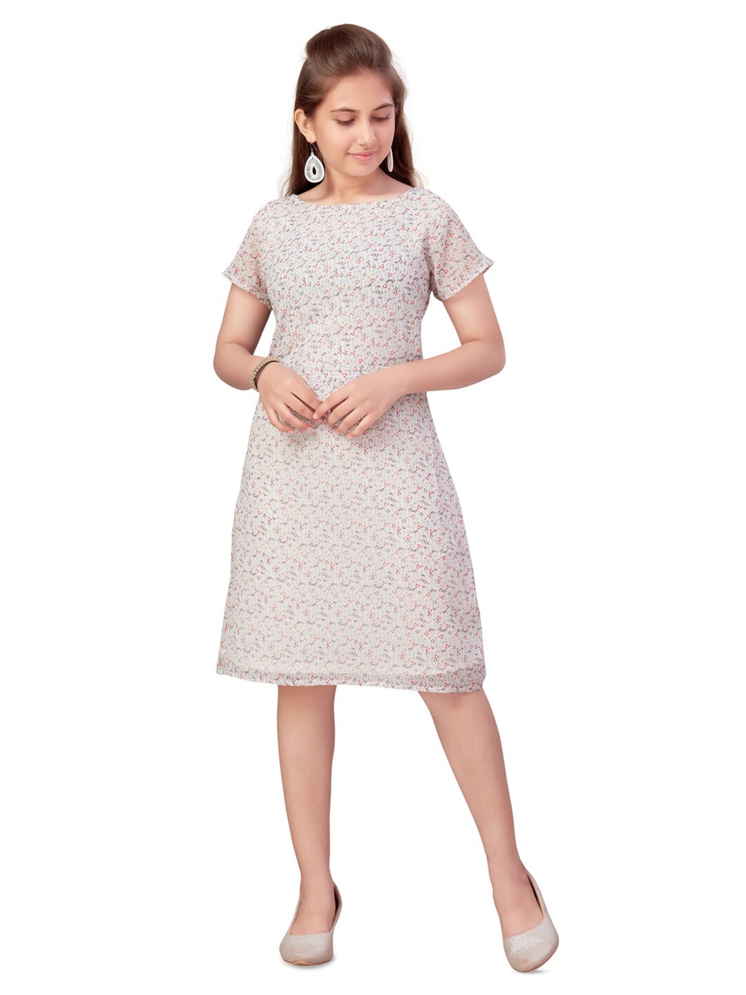 

BAESD Girls Floral Printed A-Line Dress, White