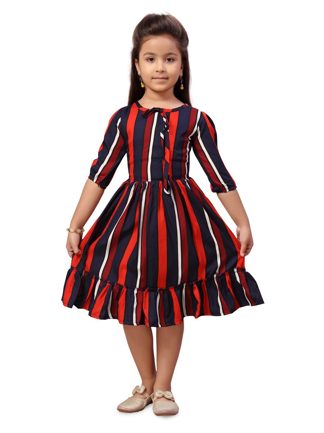 

BAESD Striped Fit & Flare Dress, Red