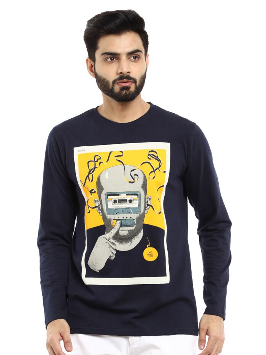 

V-Mart Graphic Printed Slim Fit Cotton T-Shirt, Blue