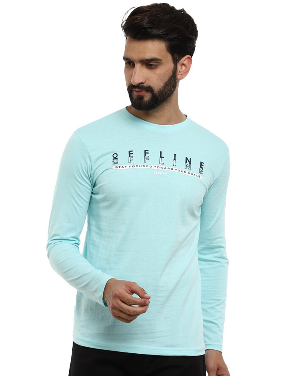 

V-Mart Typography Printed Cotton Slim Fit T-shirt, Blue