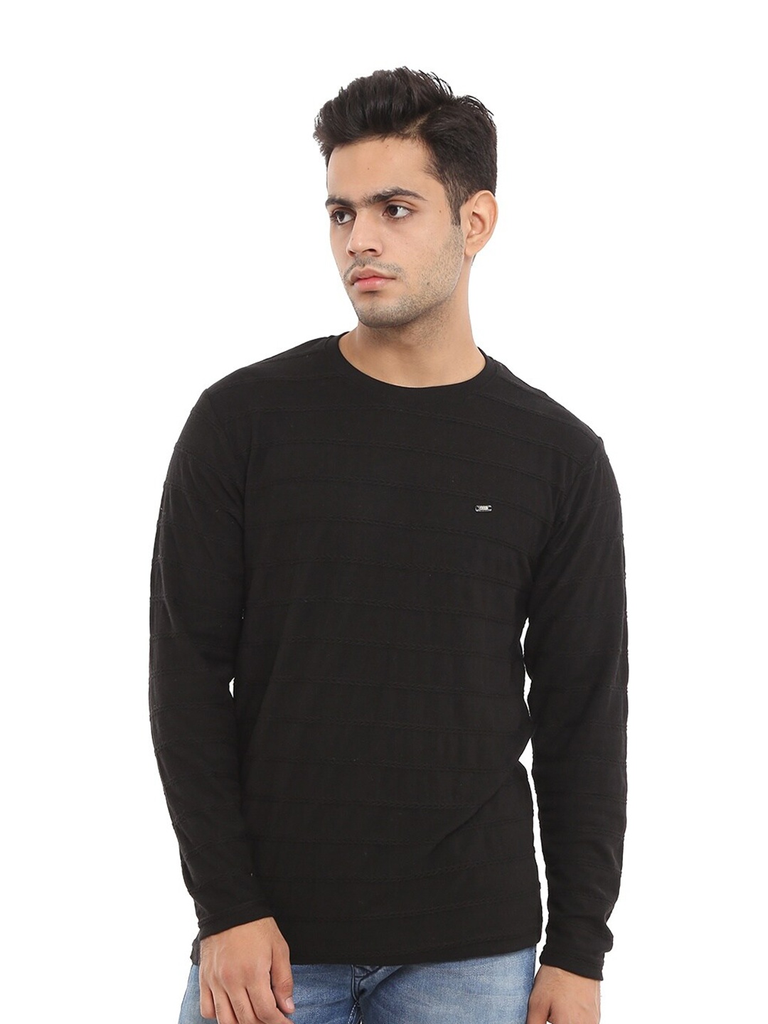 

V-Mart Men Solid Slim Fit T-shirt, Black