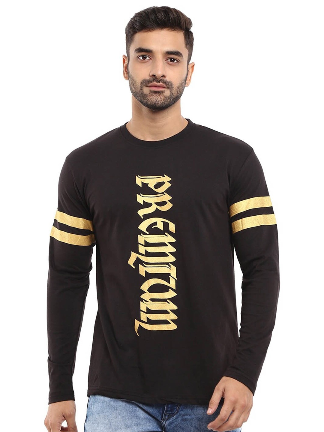 

V-Mart Typography Printed Single Jersey T-shirt, Black