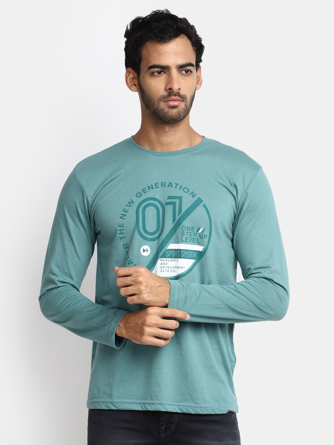 

V-Mart Typography Printed Long Sleeves T-shirt, Green