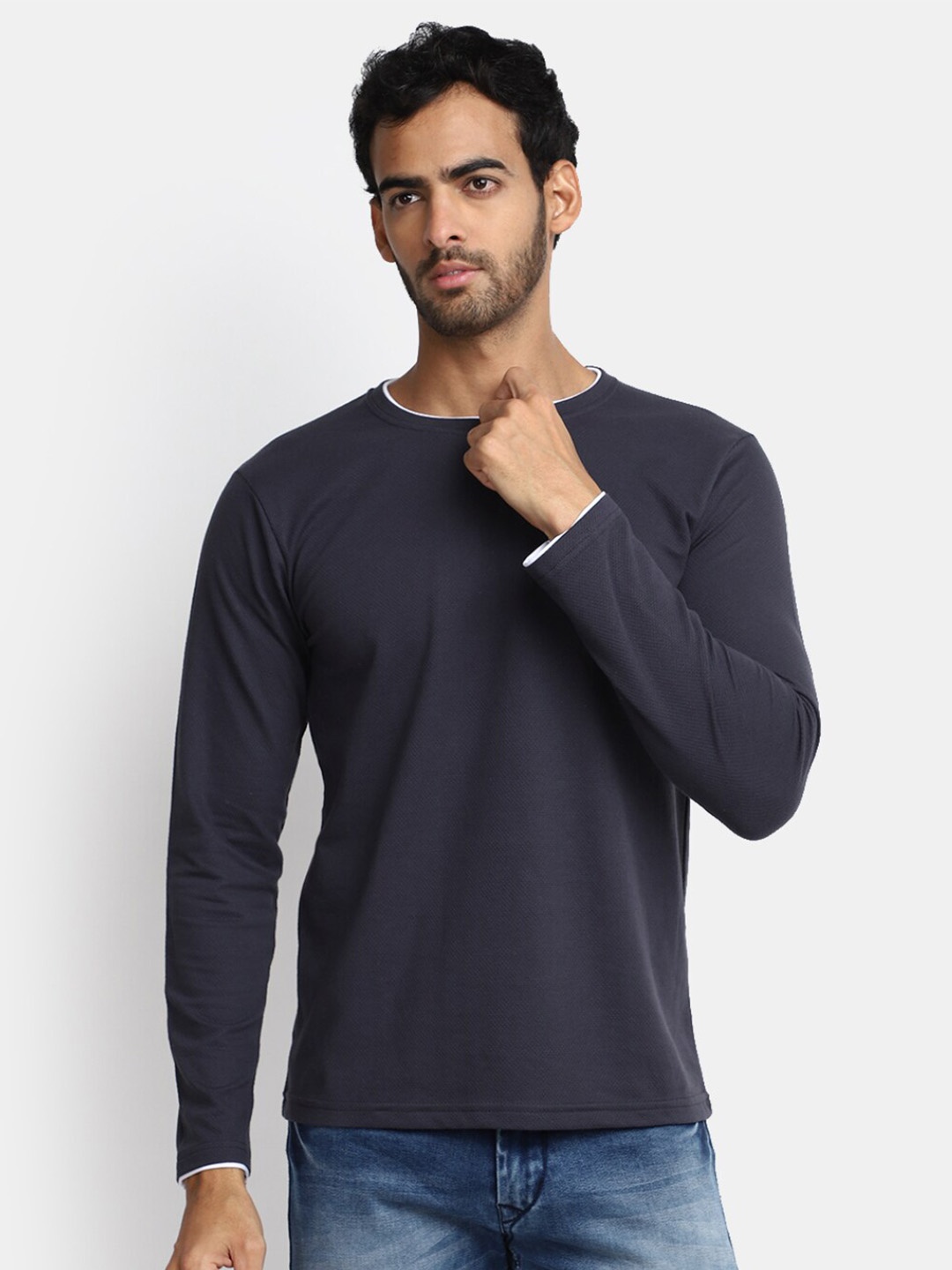 

V-Mart Round Neck Slim Fit T-shirt, Grey