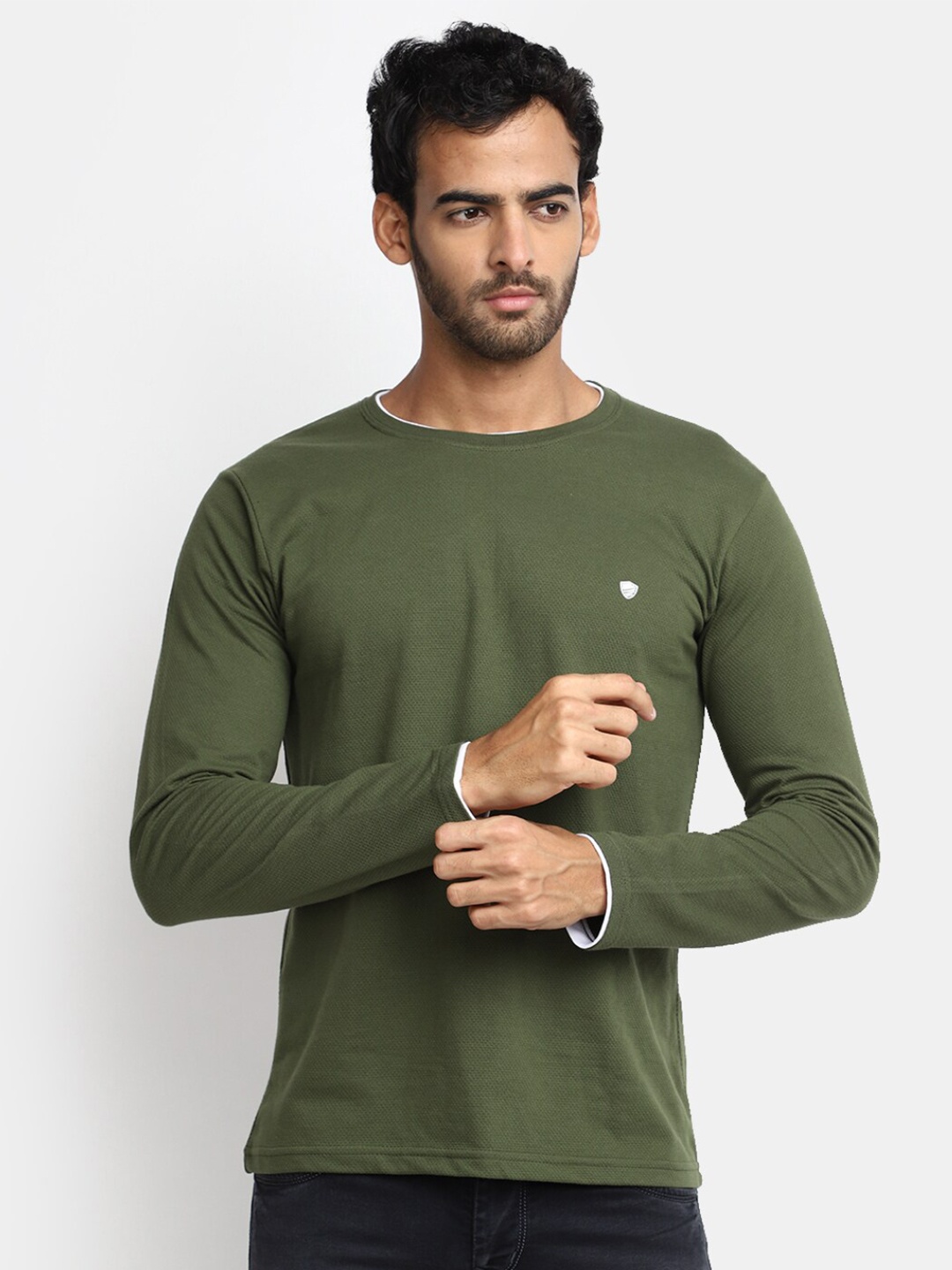 

V-Mart Round Neck Slim Fit Cotton Casual T-shirt, Green