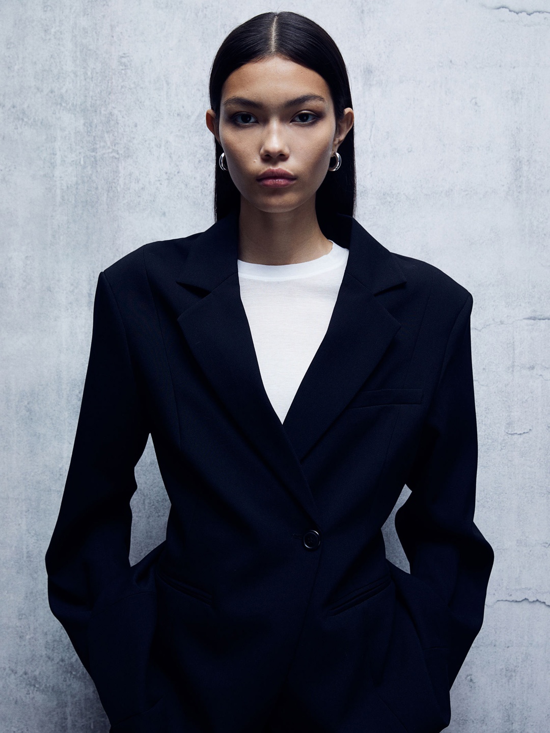 

H&M Double-Breasted Blazer, Black