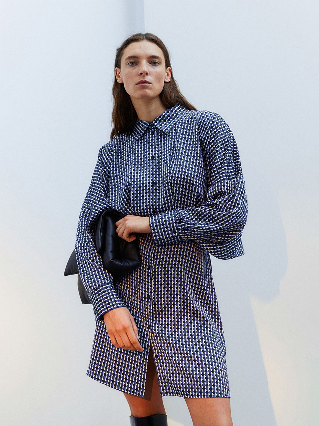 

H&M Satin Shirt Dress, Blue