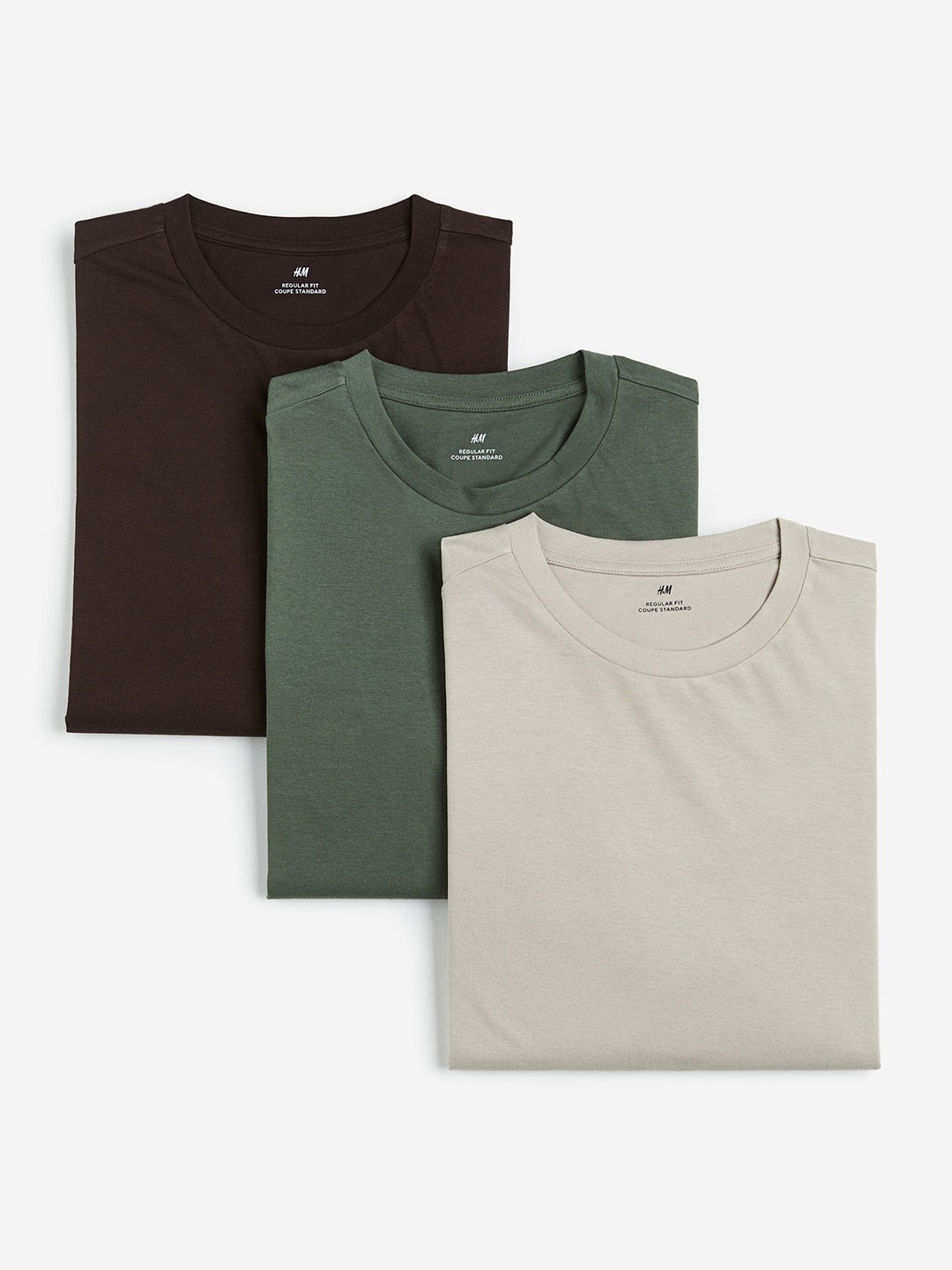 

H&M 3-Pack Regular Fit Jersey Tops, Green