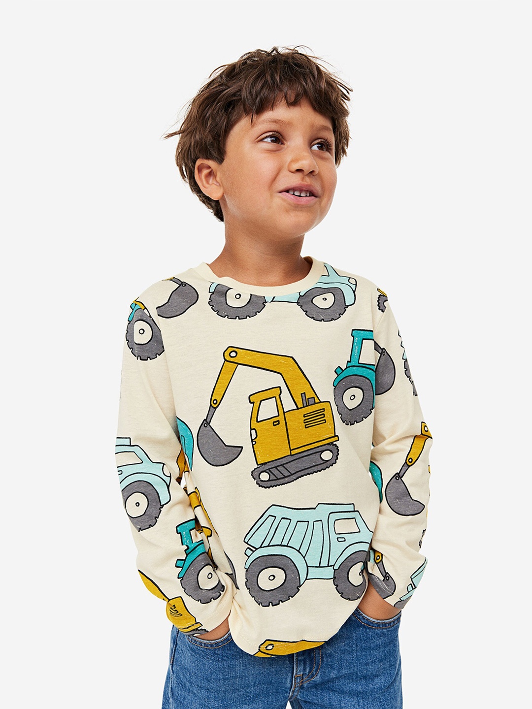 

H&M Boys 5-Pack Cotton Jersey Tops, Beige