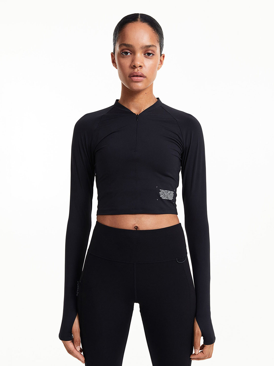 

H&M DryMove Half-Zip Sports Top, Black
