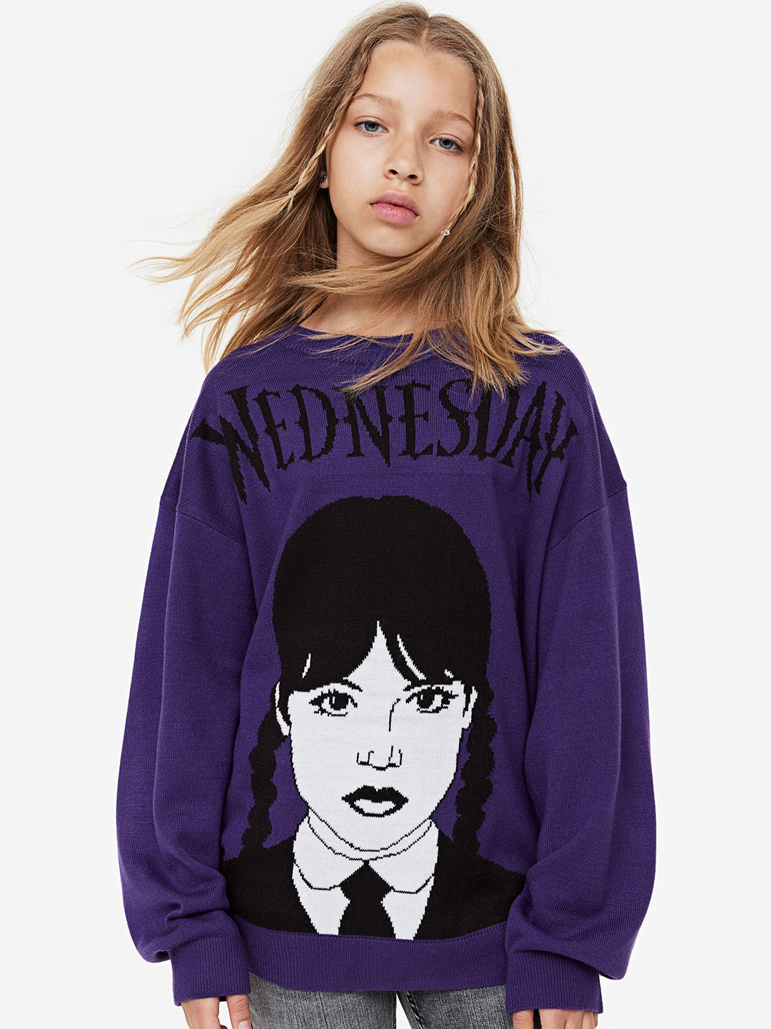 

H&M Girls Acrylic Jacquard-Knit Jumper, Purple