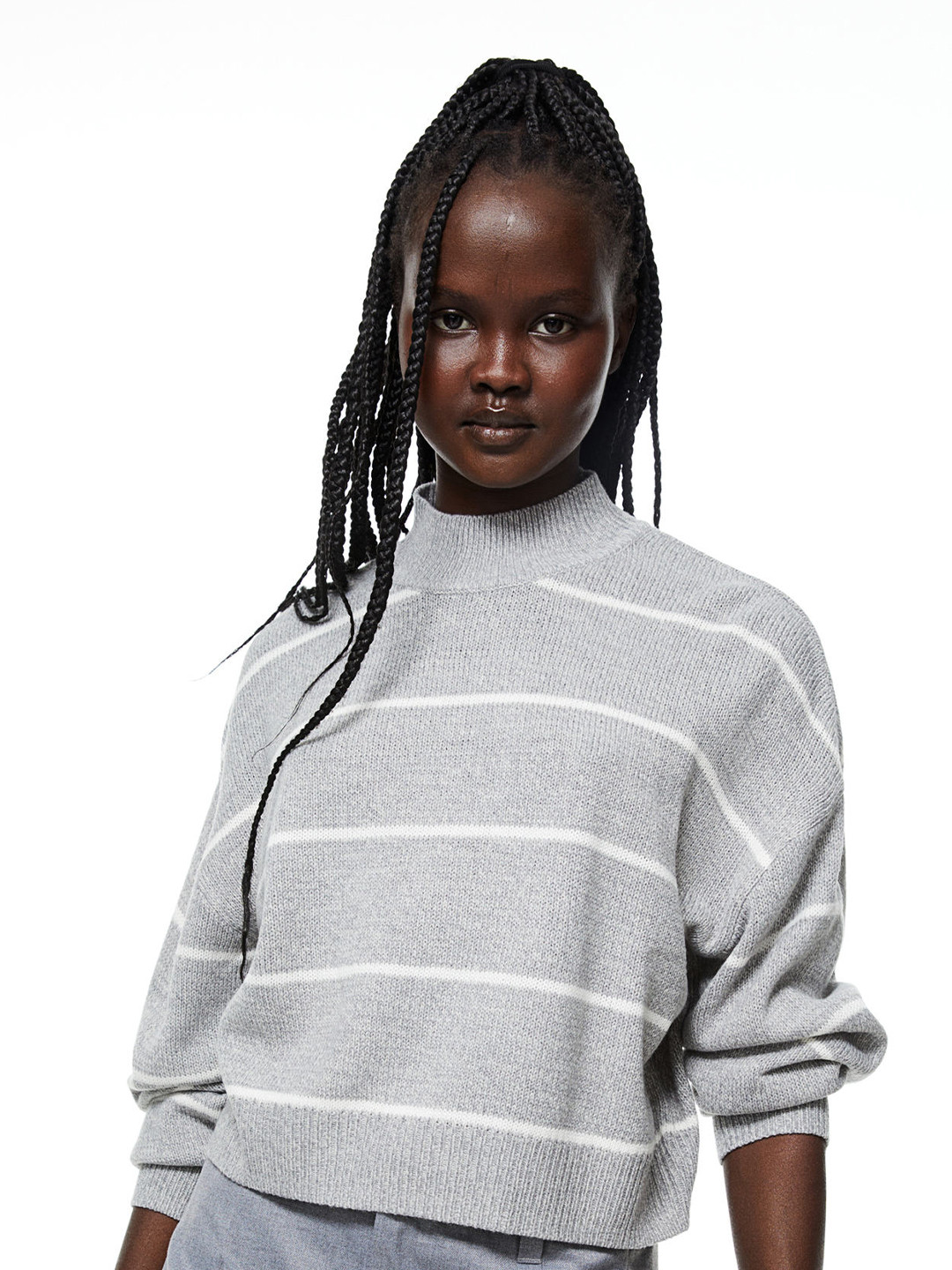 

H&M Striped Acrylic Jumper, Grey